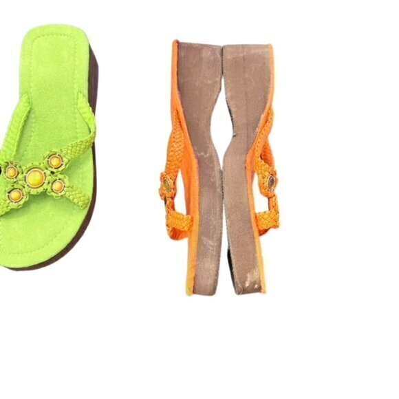 🎉SALE🎉 Chunky Platform Wedge Sandals‎ Braided Straps Stone Accents 8 Party - Picture 7 of 9